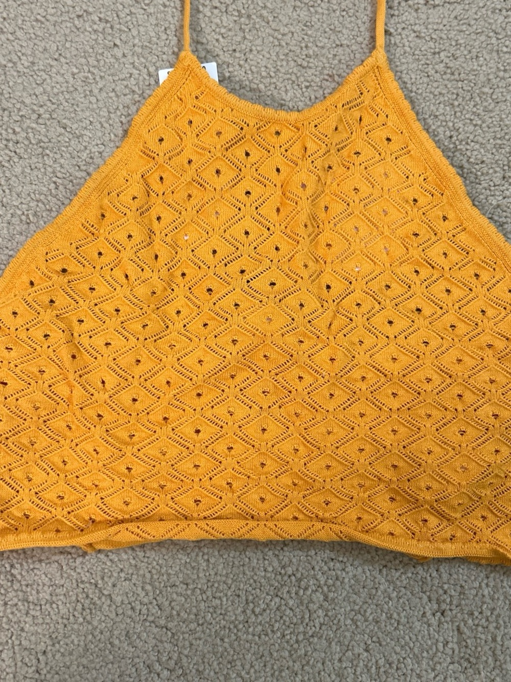 Glamorous Maize Crochet Diamond Halter Top